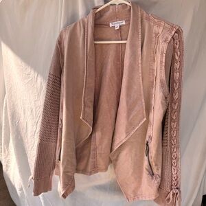 Coquette Dusty Pink Jacket with Crochet Sleeves
